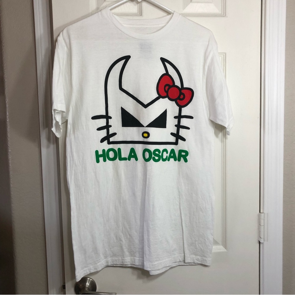 Mens IMKING raw talent  t shirt Hola Oscar logo streetwear White Size Medium